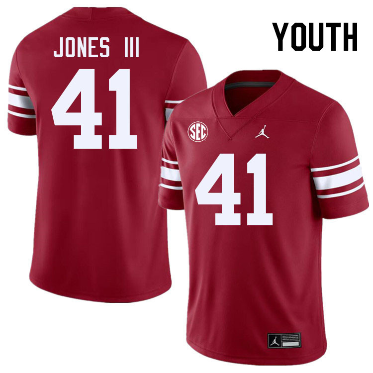 Youth #41 Emmett Jones III Oklahoma Sooners 2024 SEC Conference College Football Jerseys-Throwback